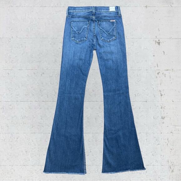 Hudson High Waist Jodi Flare Button Fly Raw Edge Hem Size 26 Retro Boho - Picture 2 of 13